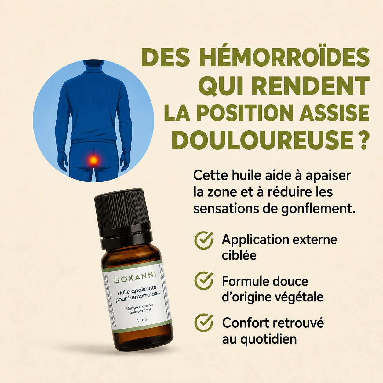 Huile Apaisante pour Hémorroïdes